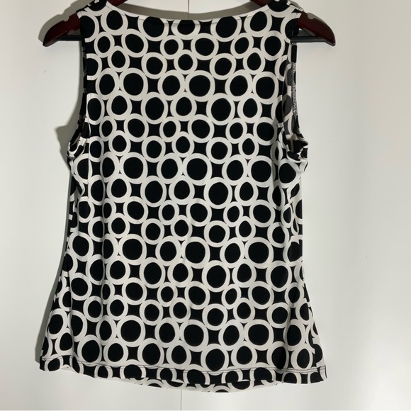 Calvin Klein NWT’s Sleeveless Draped Neckline Black White Polka Dot Blouse Sz M - Picture 12 of 15